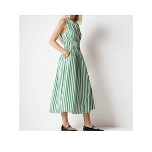 J.Crew Hyacinth Dress Green White Stripes Cotton Poplin Size XS